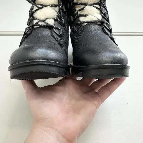 Sorel Winter Boots Womens 10 Phoenix Black Leather Faux Fur Lace Up NL3415-010 - Picture 5 of 9